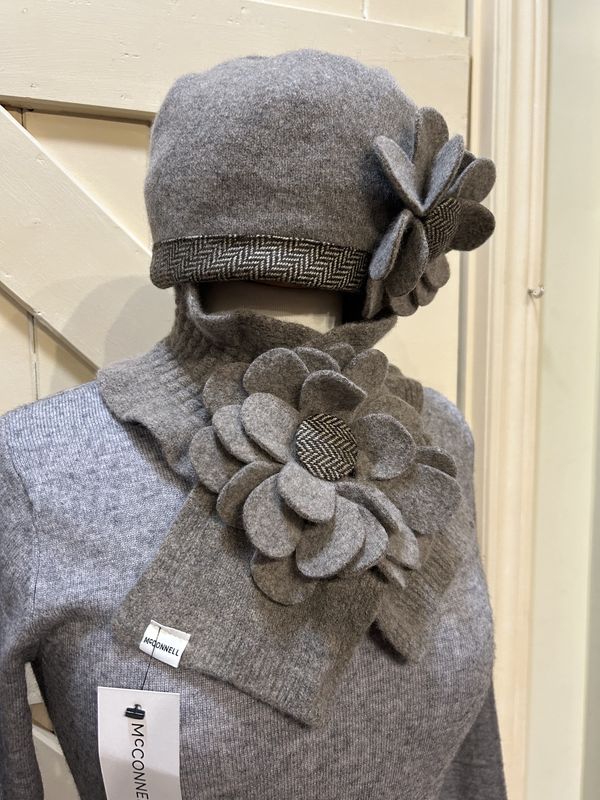 Floral Beanie - Taupe