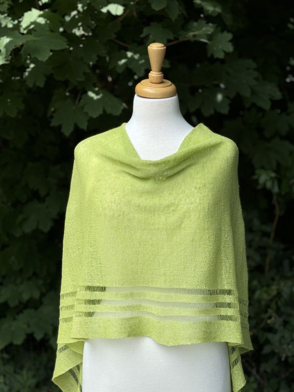 100% Linen Poncho - Light Green