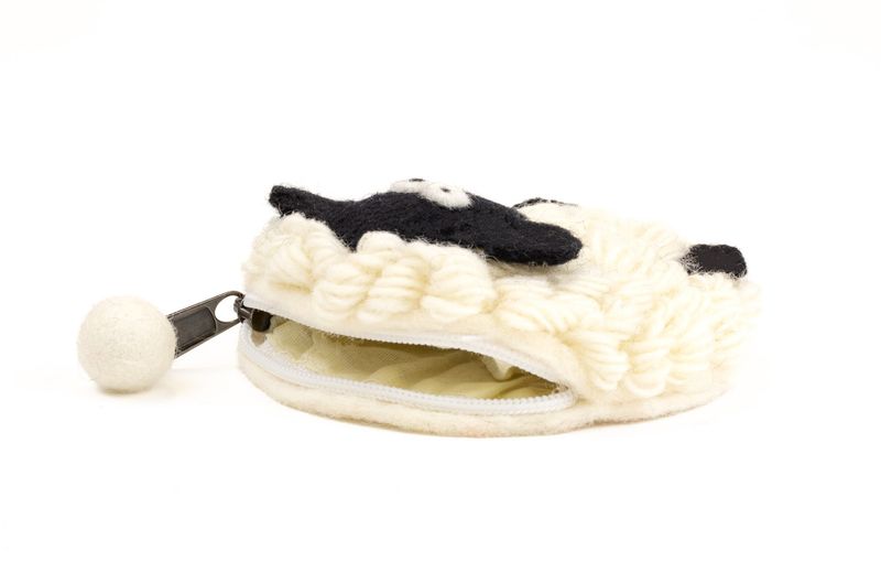 Knitted Sheep Round Purse - White