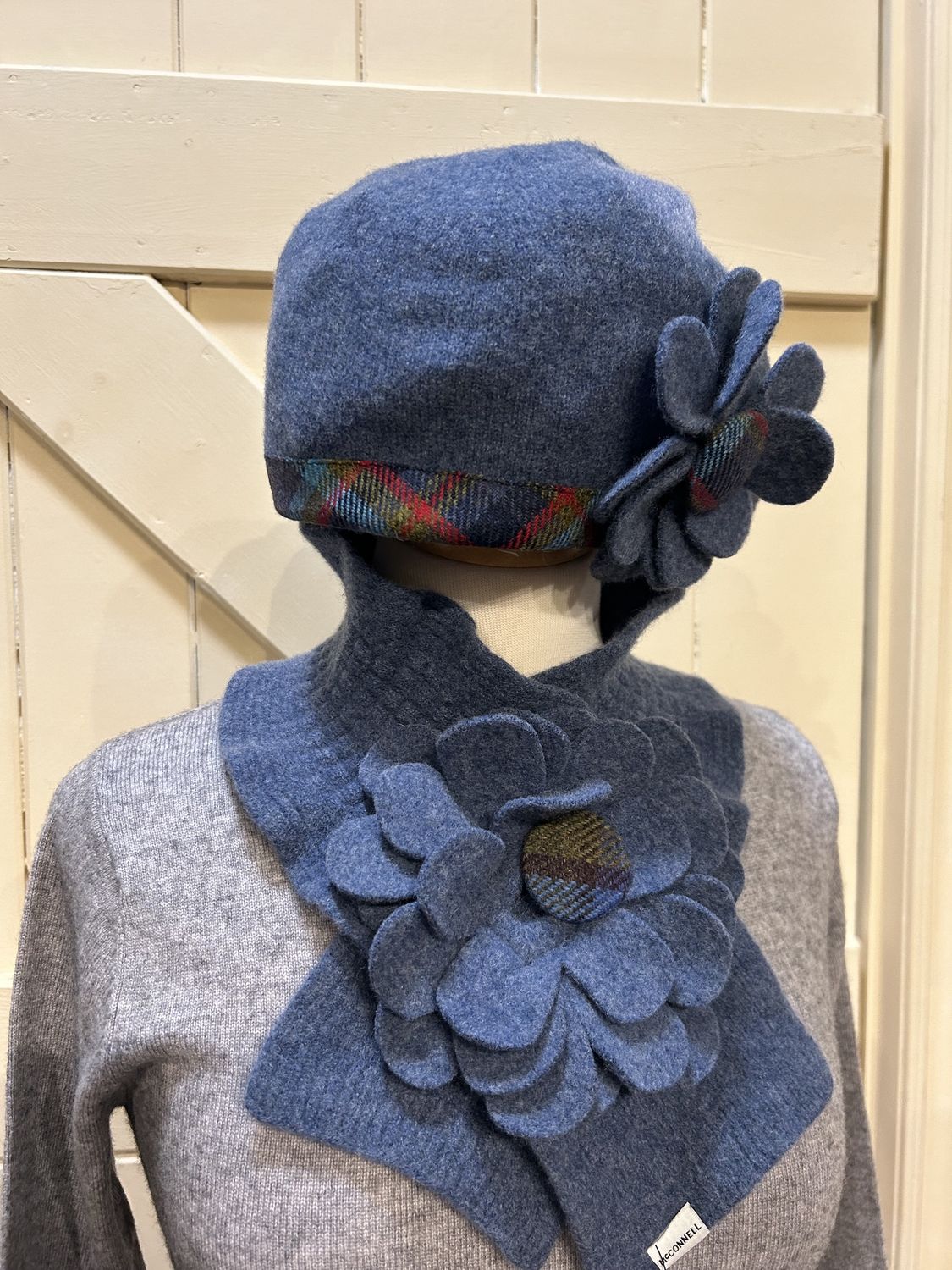 Floral Beanie - Denim