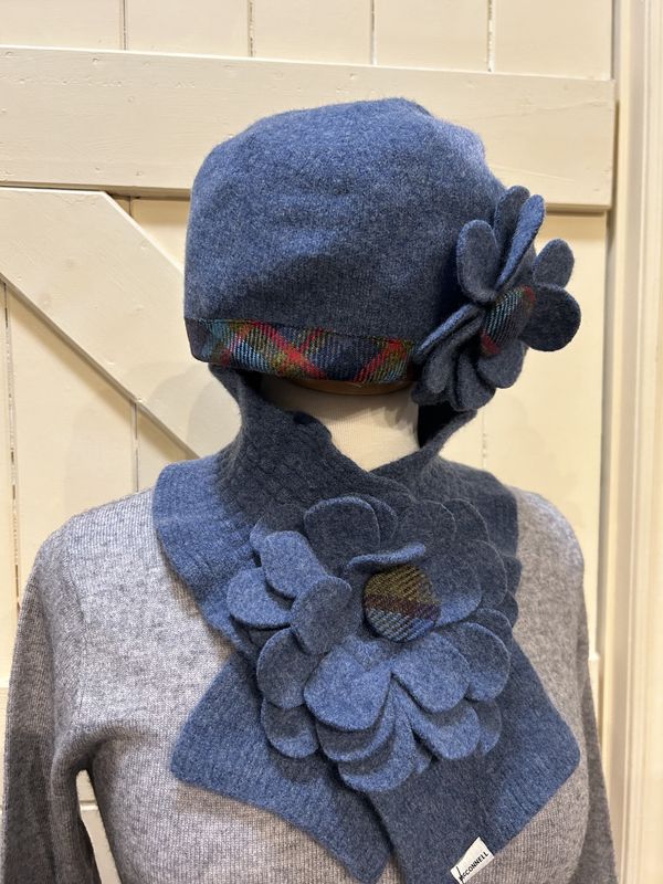 Floral Beanie - Denim