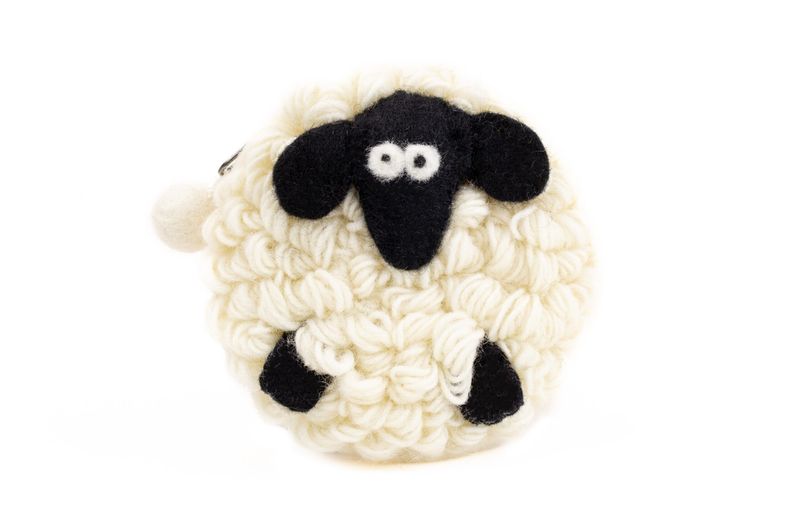 Knitted Sheep Round Purse - White