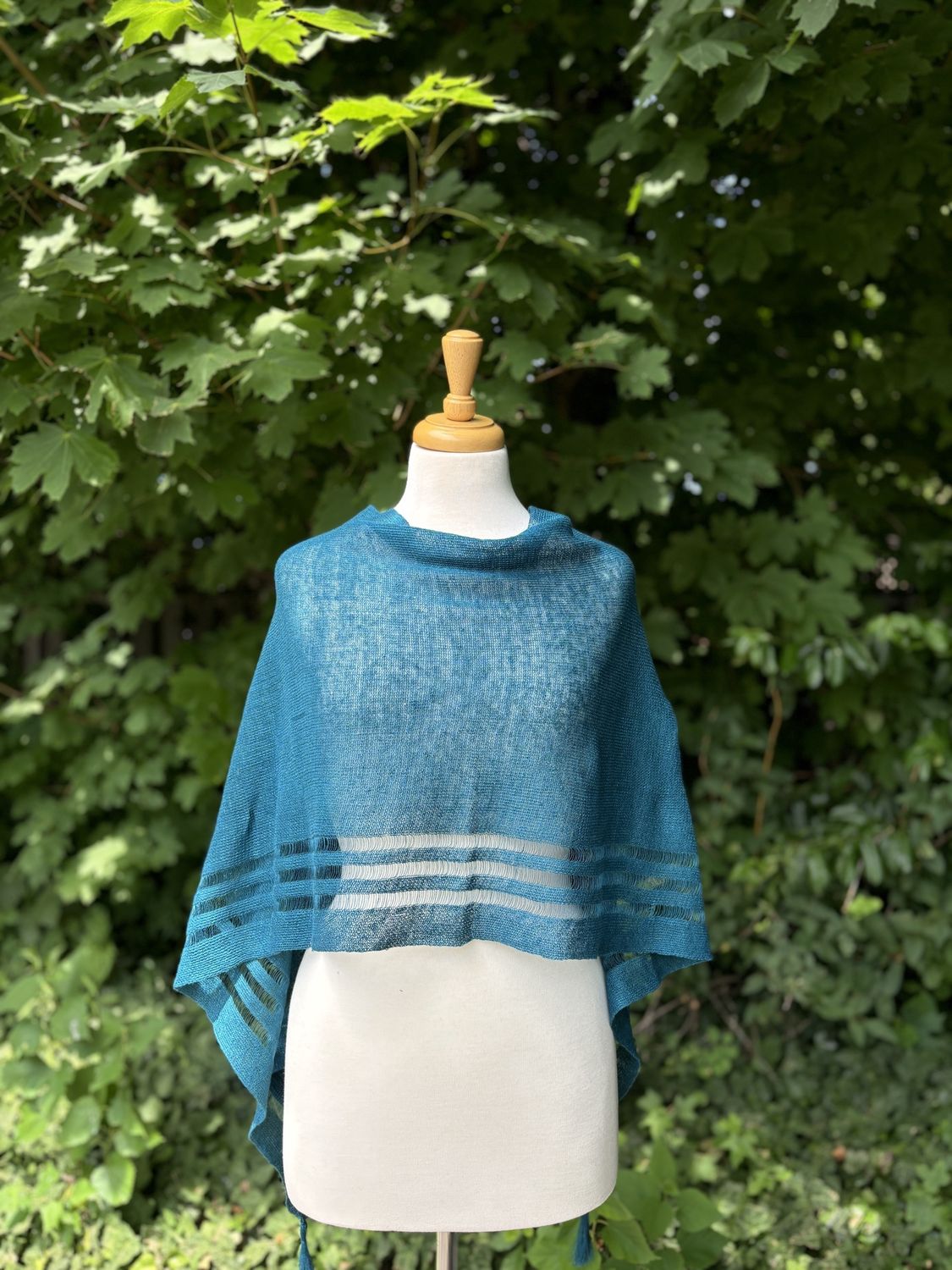 100% Linen Poncho - Teal