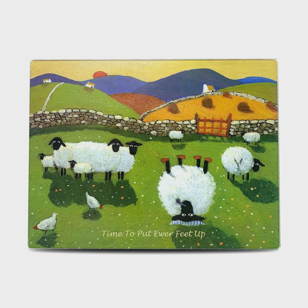 Thomas Joseph Glass Chopping Board - Time To Put Ewer Feet Up