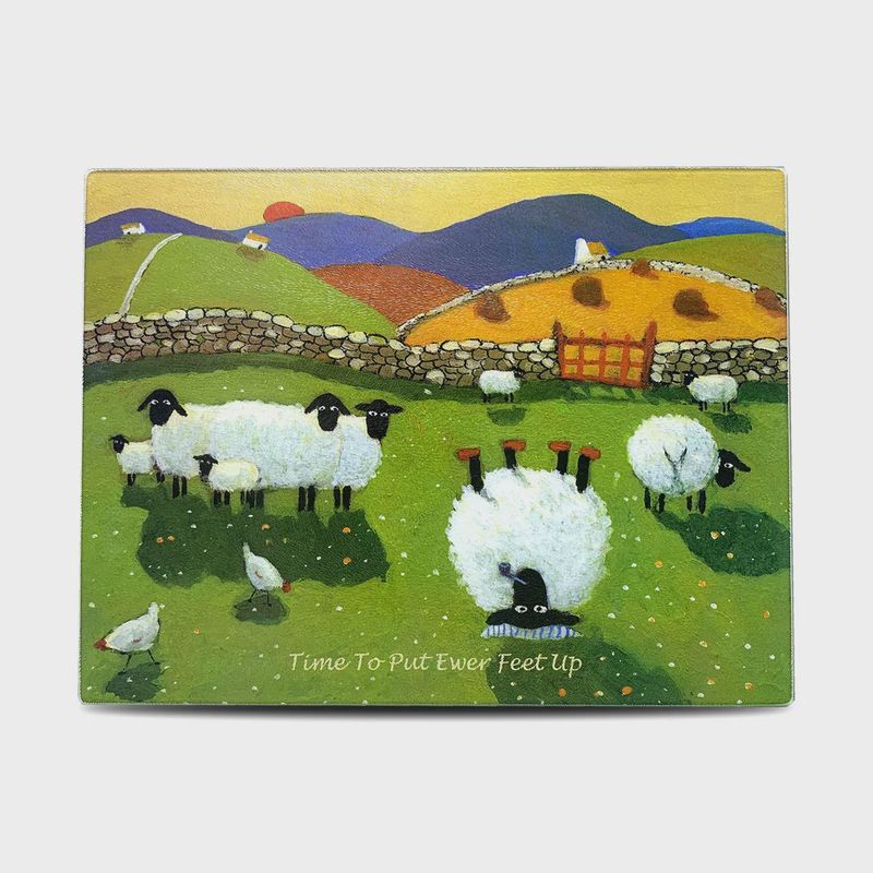 Thomas Joseph Glass Chopping Board - Time To Put Ewer Feet Up