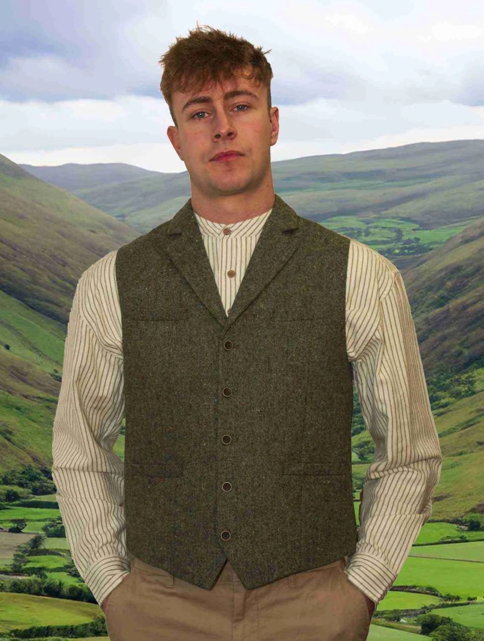 Mens Waistcoat - Olive