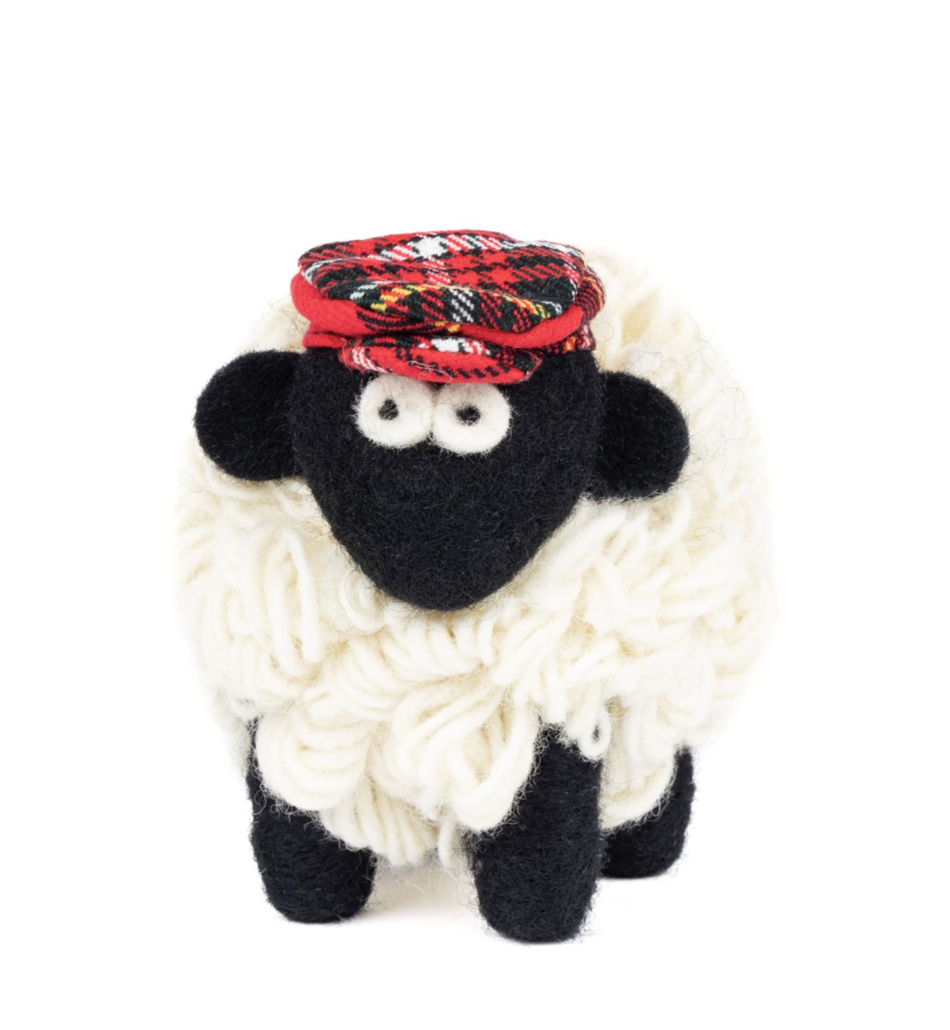 Knitted Sheep Collectible - Red Tartan
