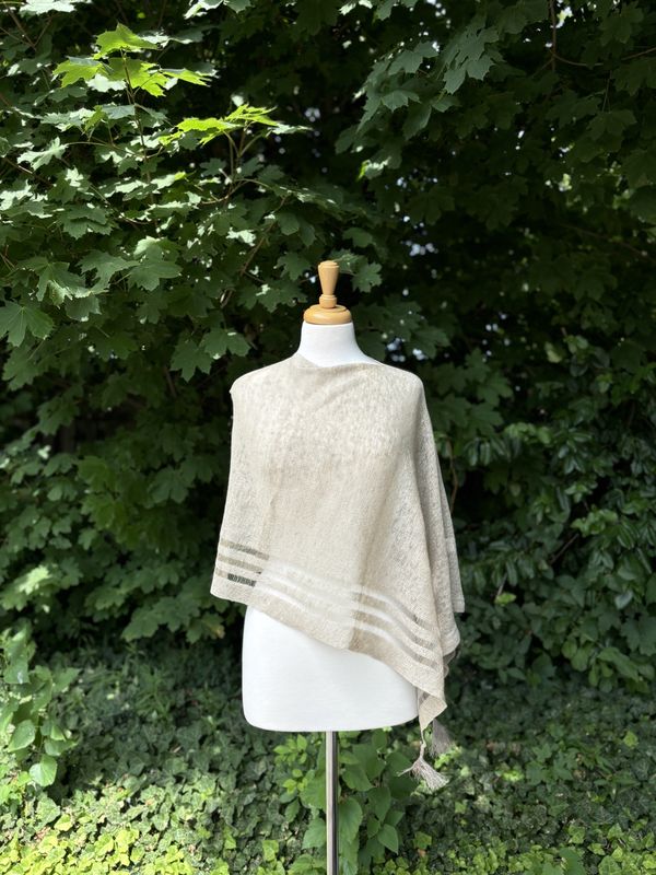 100% Linen Poncho - Natural Linen