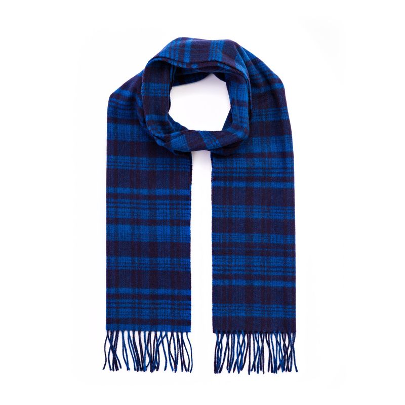 100% Lambswool Scarf-Medium Blue