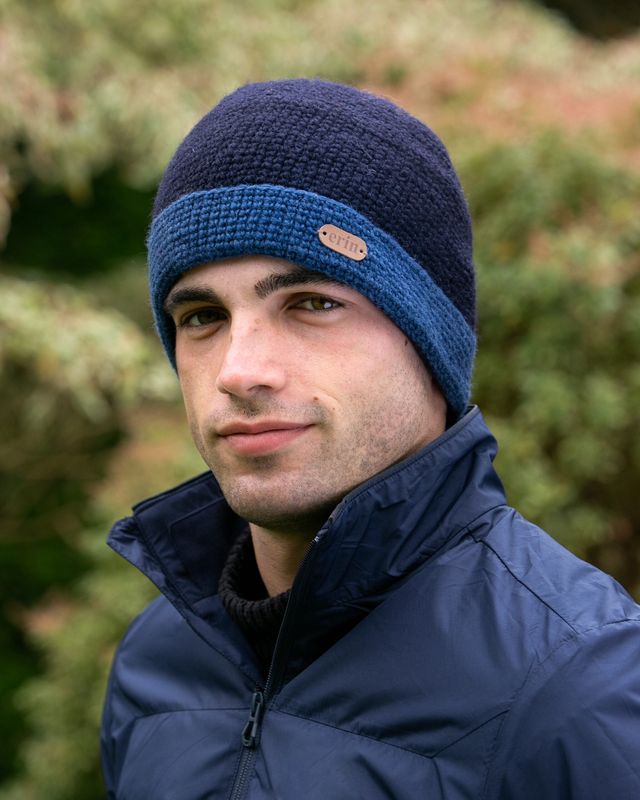 Crochet Turn Up Hat - Blue