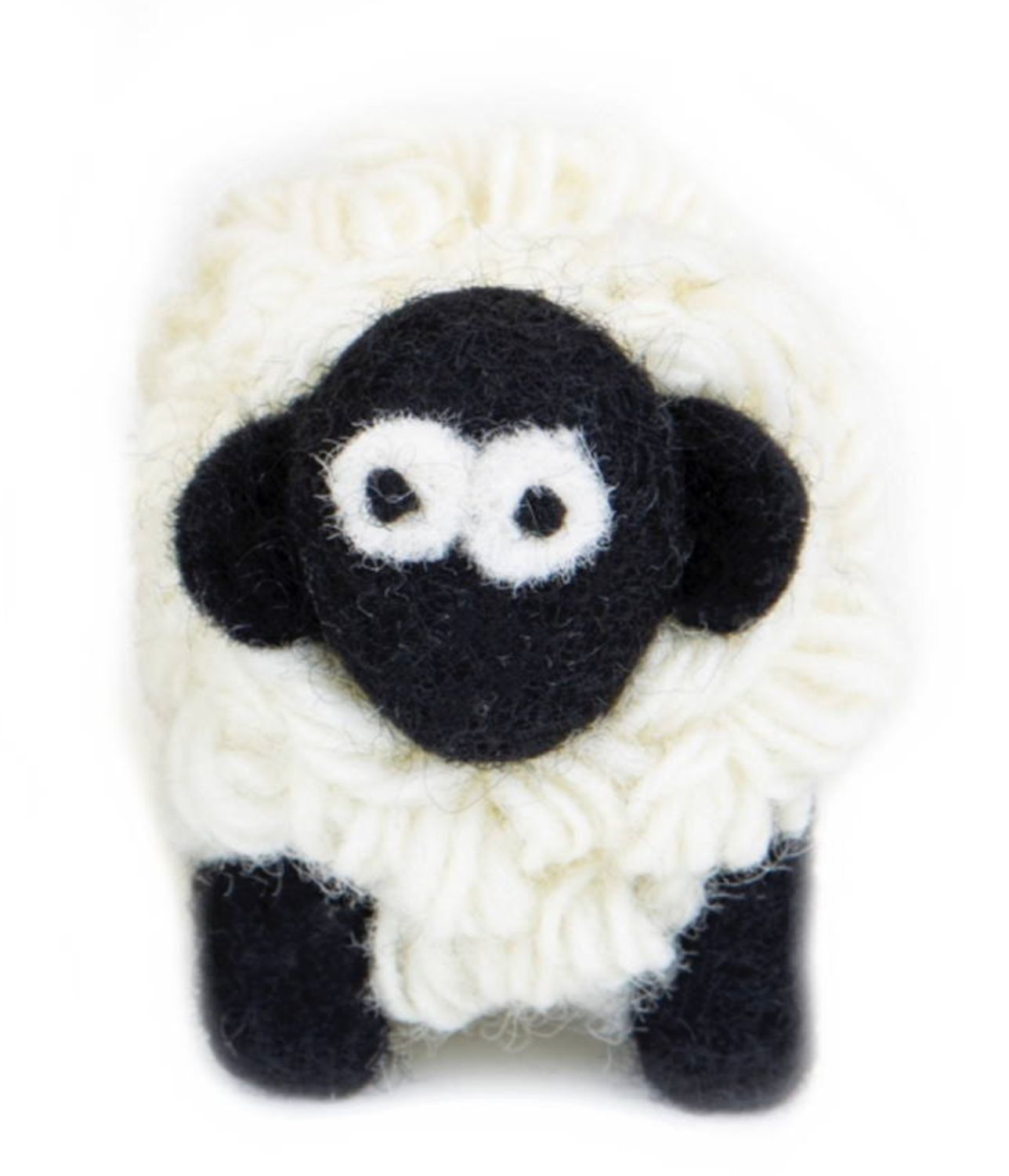 Knitted Sheep Black Face White Sheep - Small