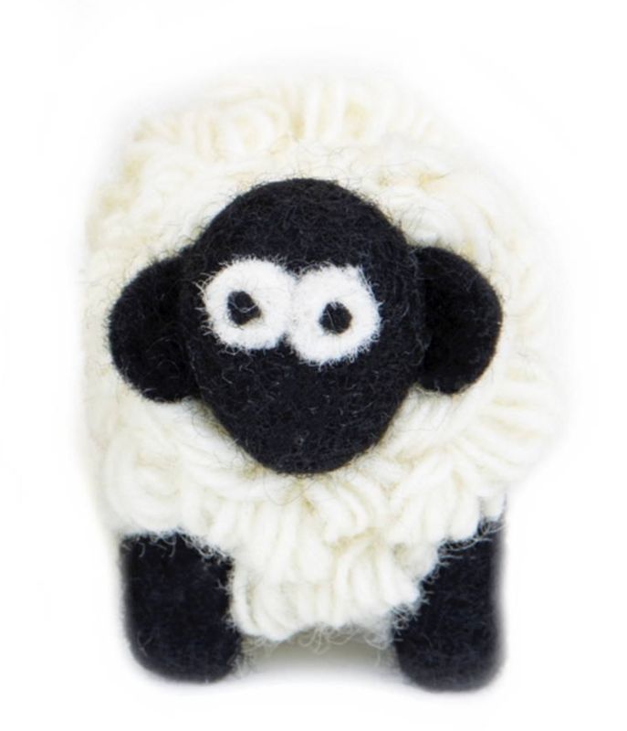 Knitted Sheep Black Face White Sheep - Small