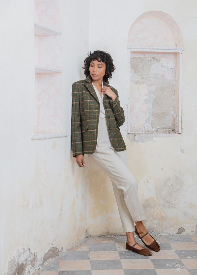Tara Tweed Hacking Jacket - Green Country Check