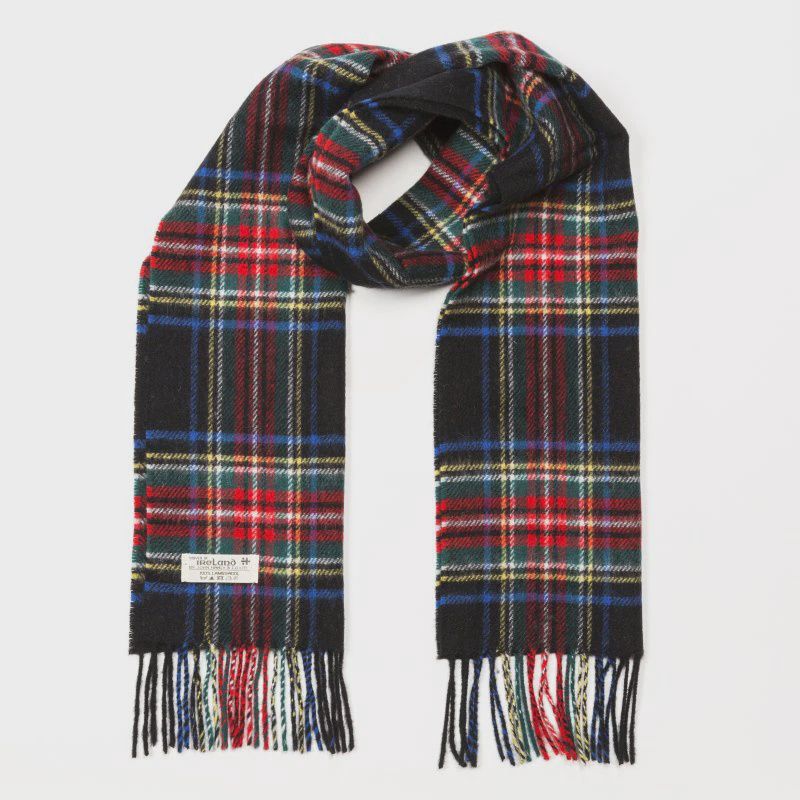 100% Lambswool Scarf - Black Stewart