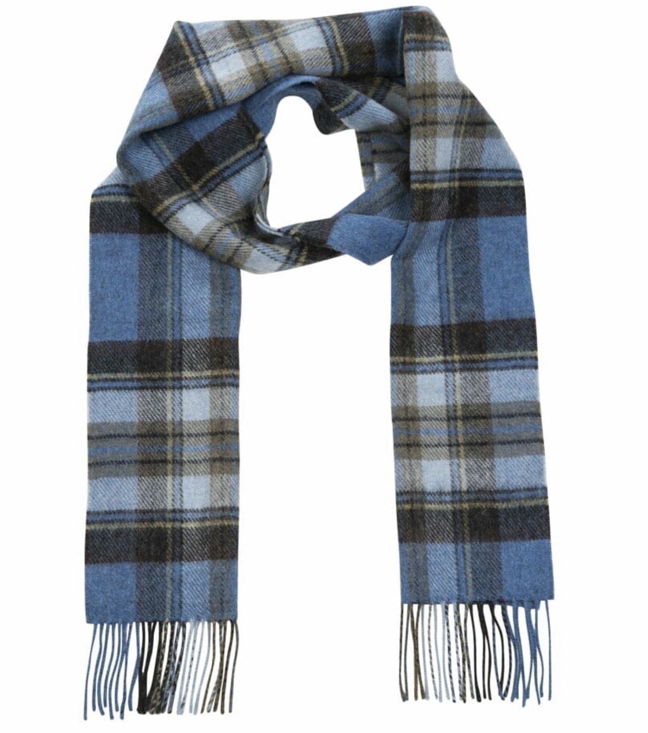 Irish Wool Scarf Short - Royal Blue Sage Plaid