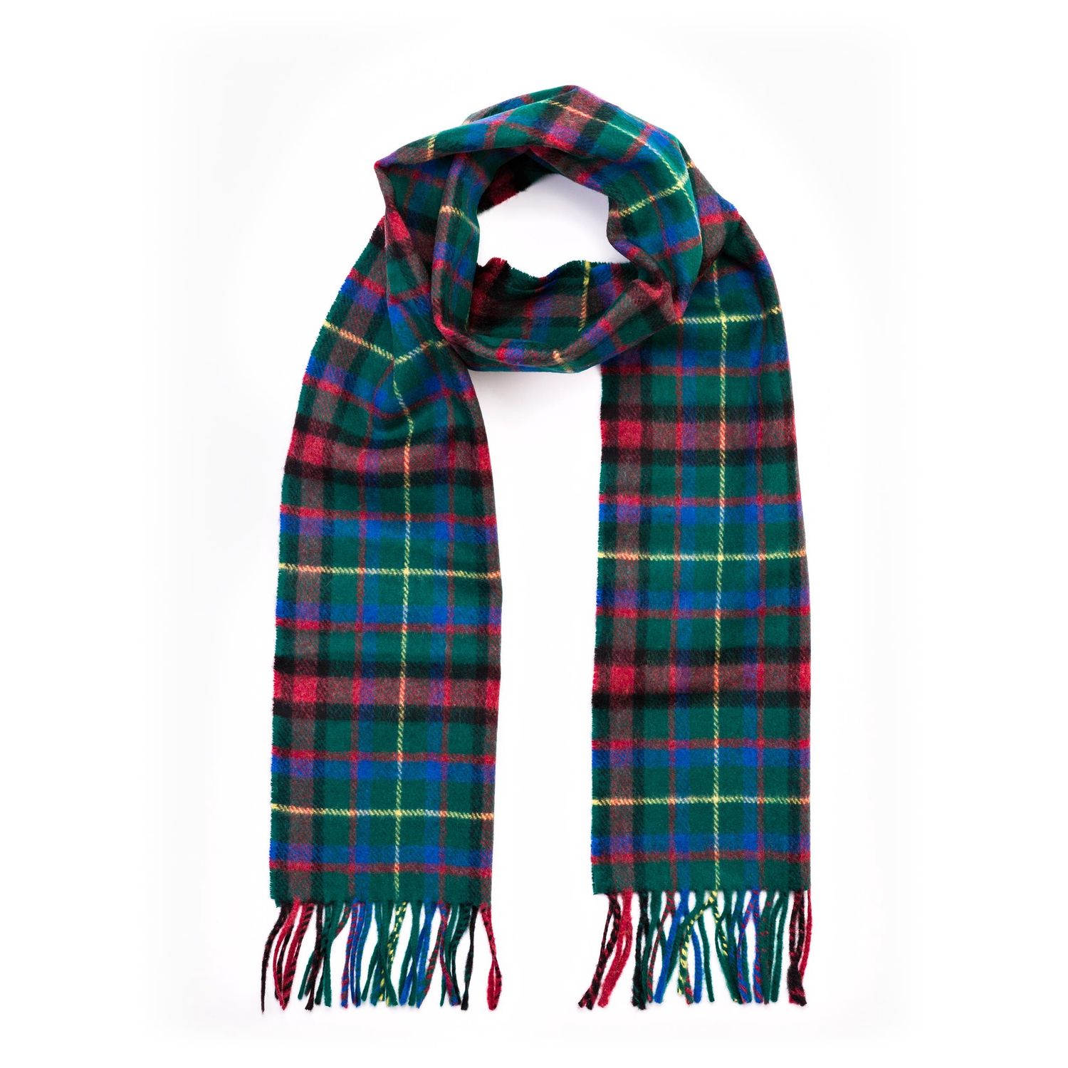 100% Lambswool Scarf - Green Check