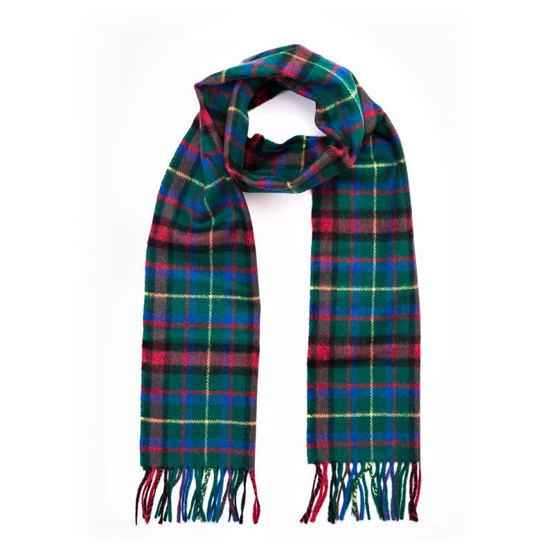 100% Lambswool Scarf - Green Check
