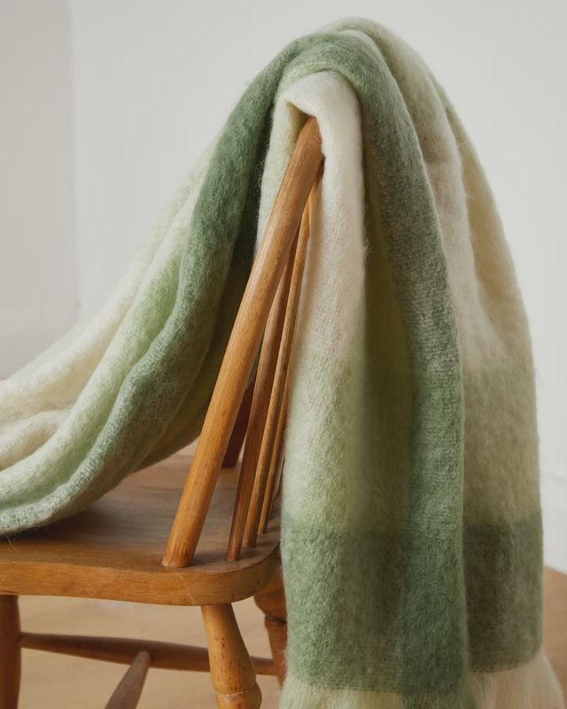 Foxford Newgrange Mohair Throw-Green