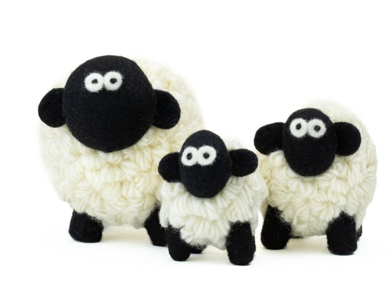 Knitted Sheep Collectible - White Black Face Medium