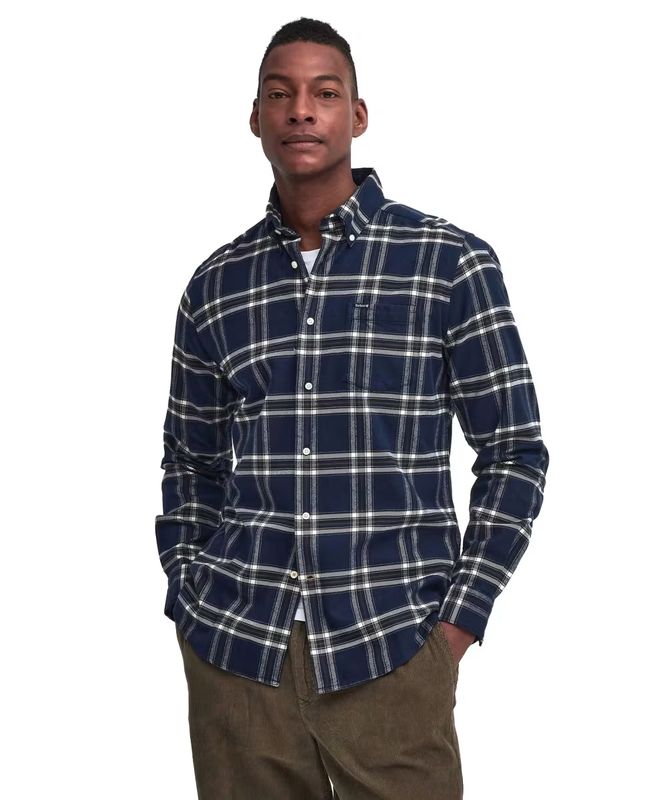 Barbour  Bromley Tailored Checked Shirt - Navy