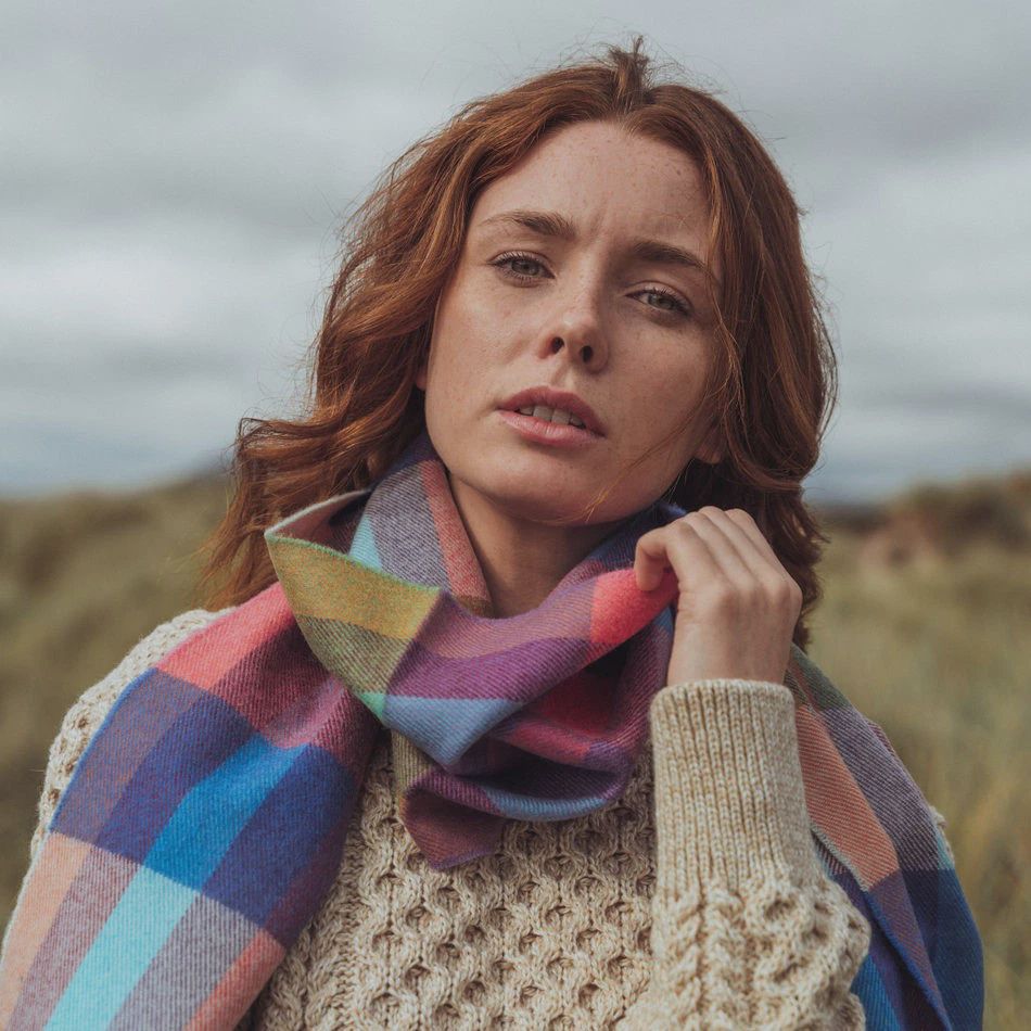 100% Merino Wool Scarf - Bright Rainbow Mix
