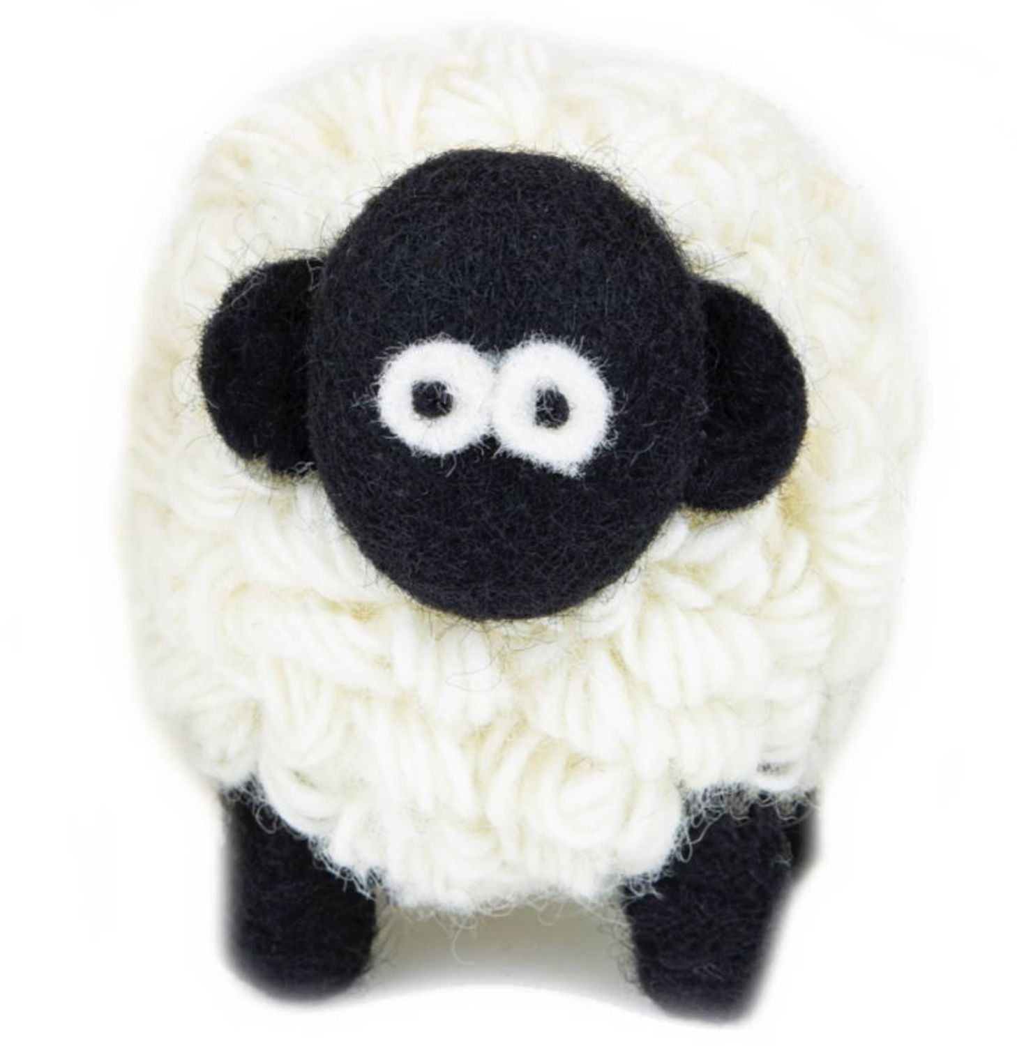Knitted Sheep Collectible - White Black Face Medium
