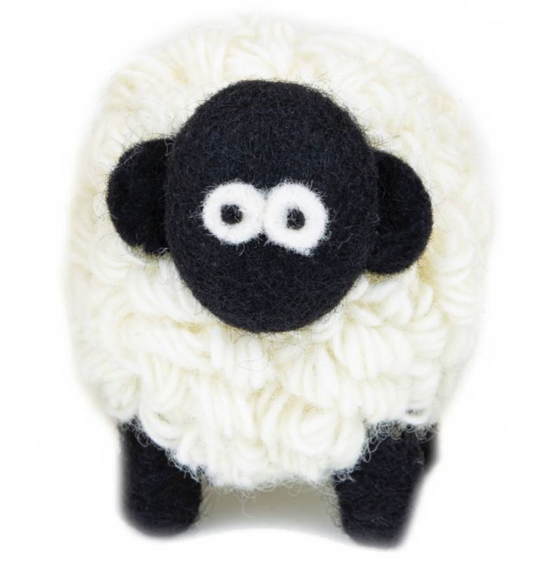Knitted Sheep Collectible - White Black Face Medium