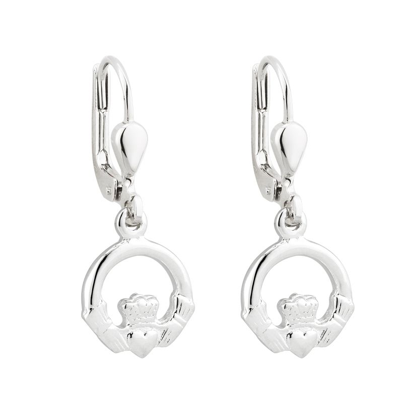 Sterling Silver Claddagh Drop Earrings