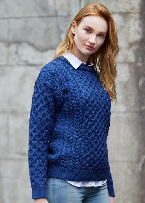 Unisex Kildare Merino Crew Neck Sweater - Denim Blue