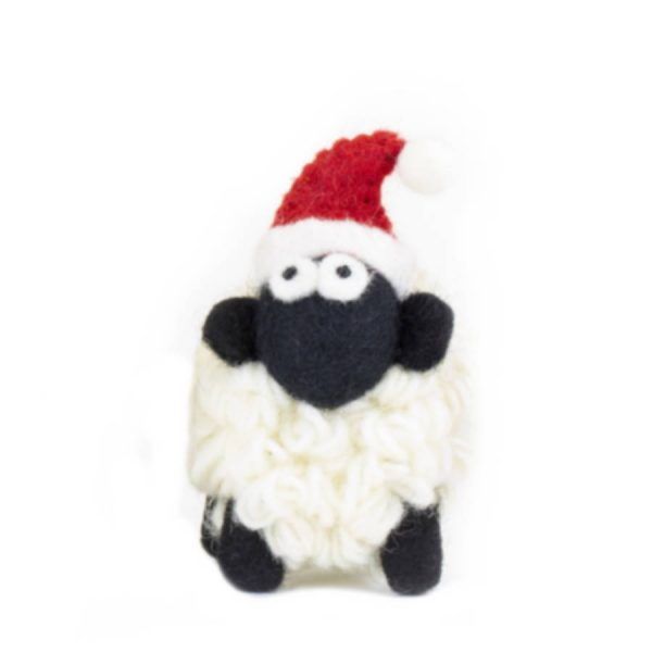 Knitted Sheep Collectible -  Santa Hat
