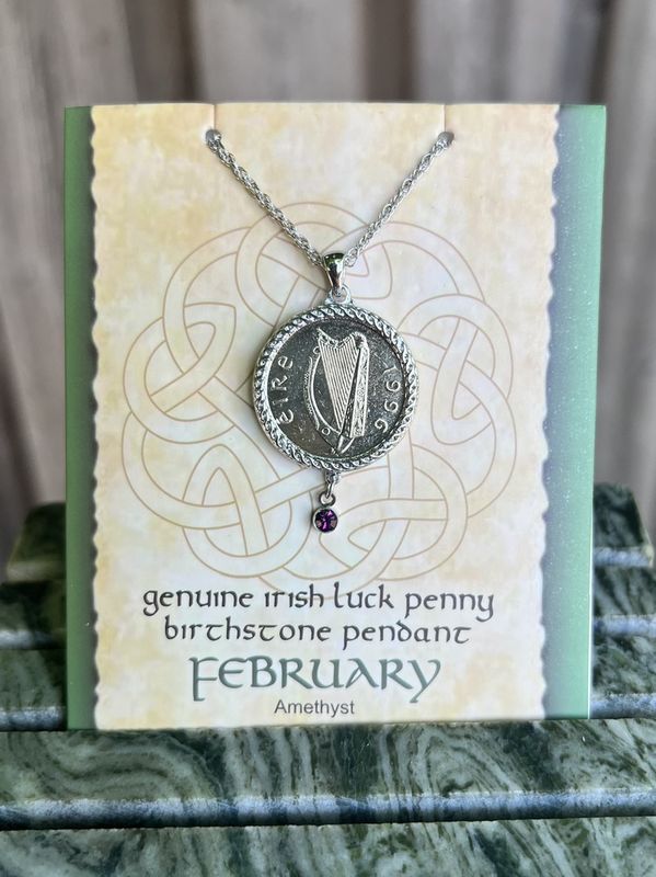 Genuine Irish Luck Penny Birthstone Pendants