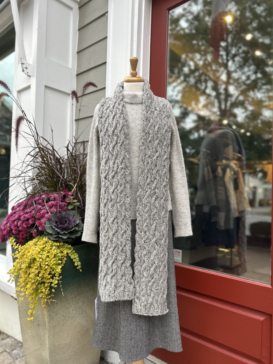 Chunky Cable Scarf - Limestone