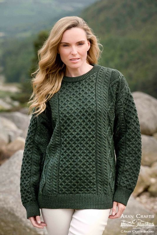 Unisex Kilronan Supersoft Merino Crew Neck Sweater - Army Green