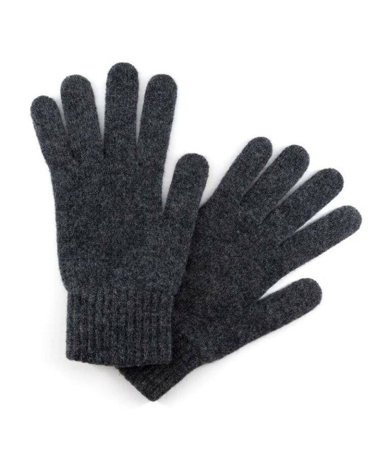 Men&#39;s Lambswool Plain Knit Gloves - Charcoal