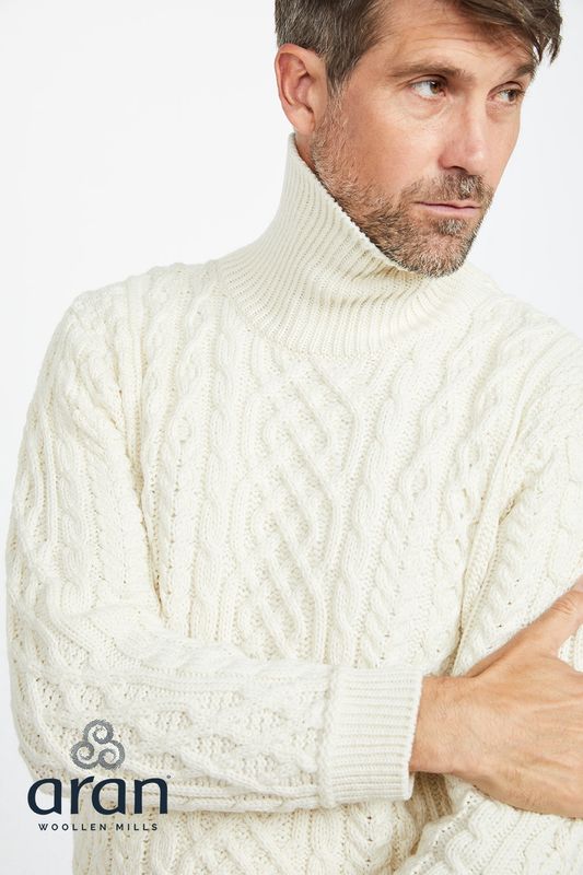 Unisex Supersoft Merino Polo Neck Sweater - Natural