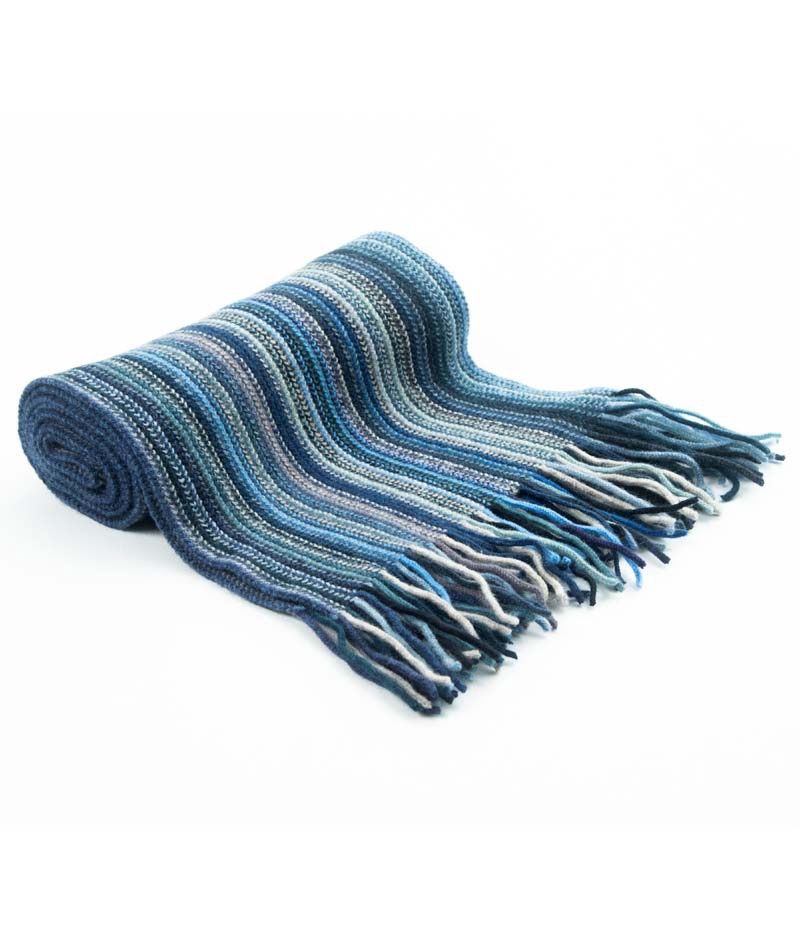 Lambswool Stripe Scarf - Multi Blue