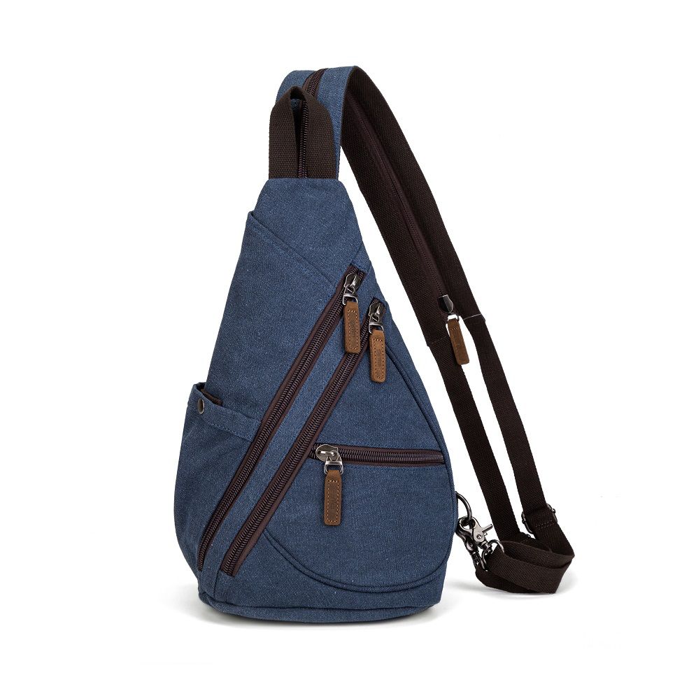 Multifunctional Canvas Sling Bag - Blue
