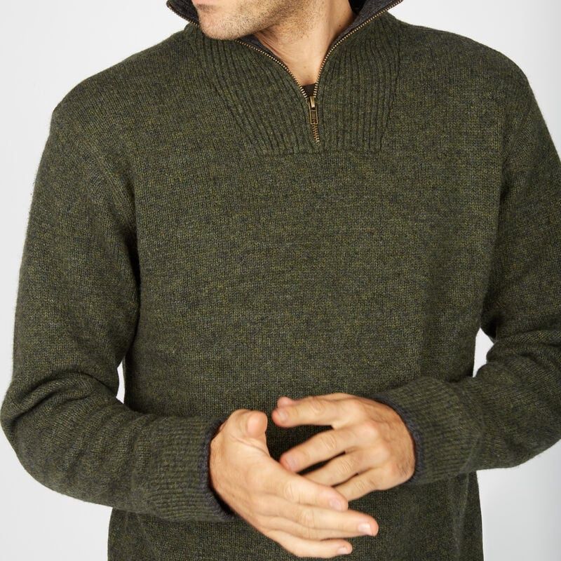 Lambswool Half-Zip - Green Marl