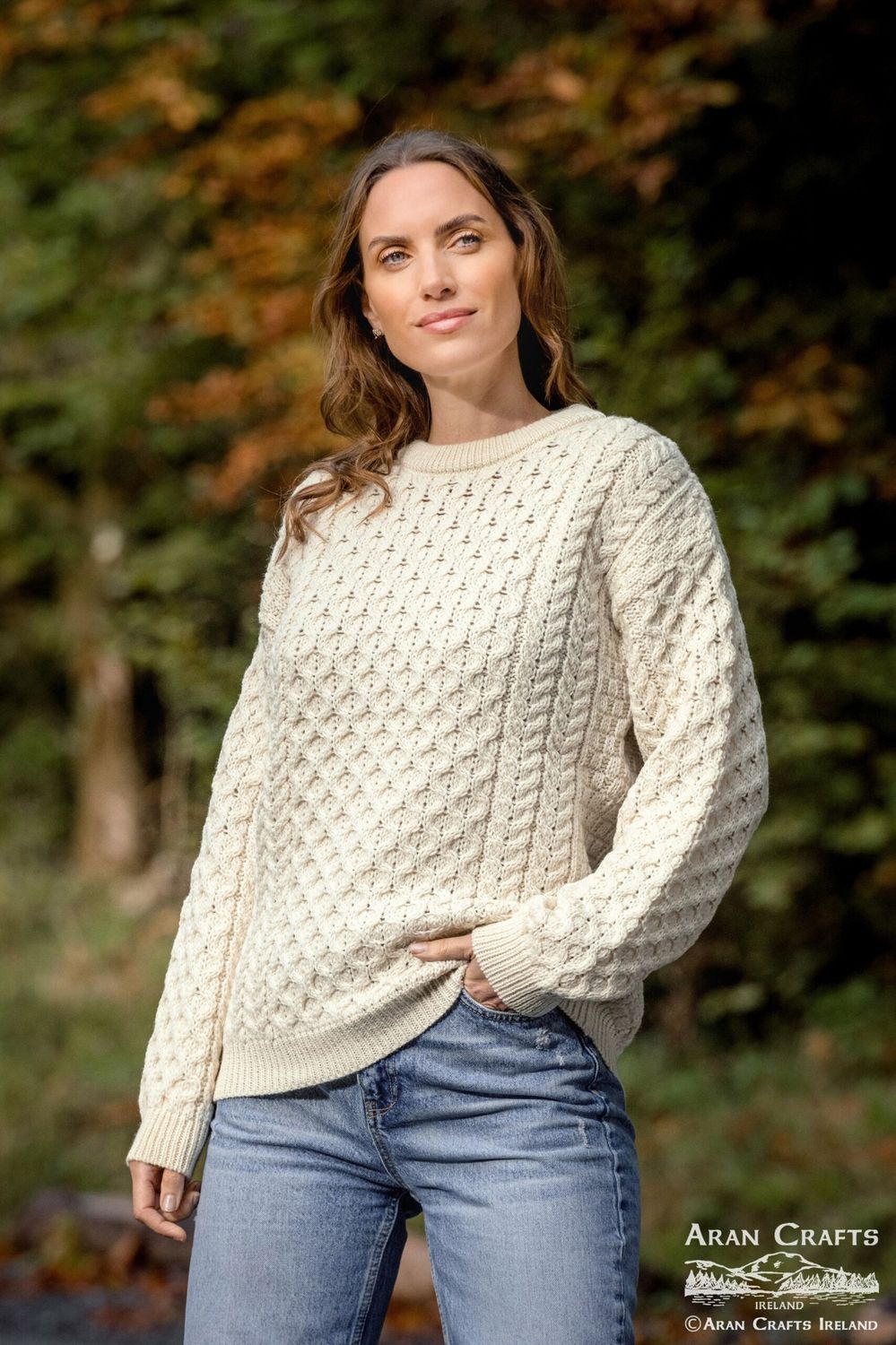 Unisex Kildare Merino Crew Neck Sweater - Natural