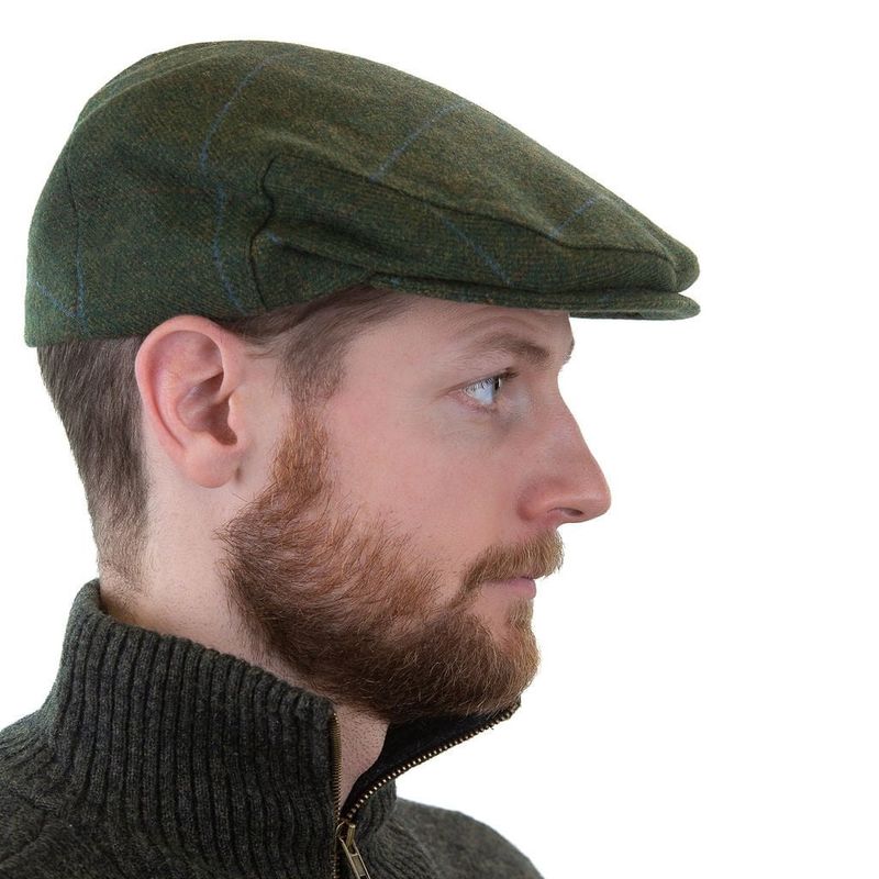 Irish Tweed Cap - Pine Green with Overcheck