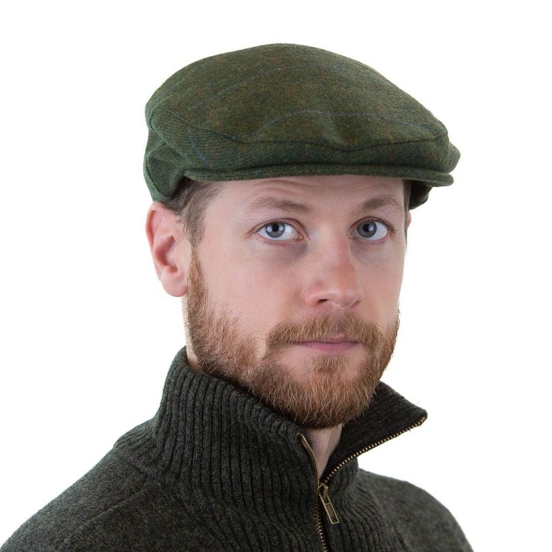 Irish Tweed Cap - Pine Green with Overcheck
