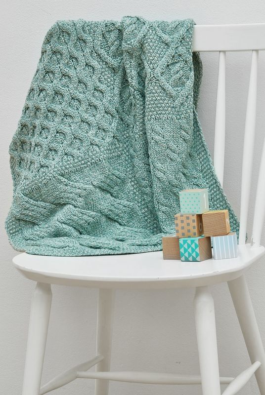 Supersoft Merino Wool Patchwork Cot Throw - Seafoam