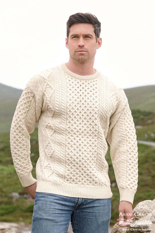 Unisex Kilronan Supersoft Merino Crew Neck Sweater - Ecru