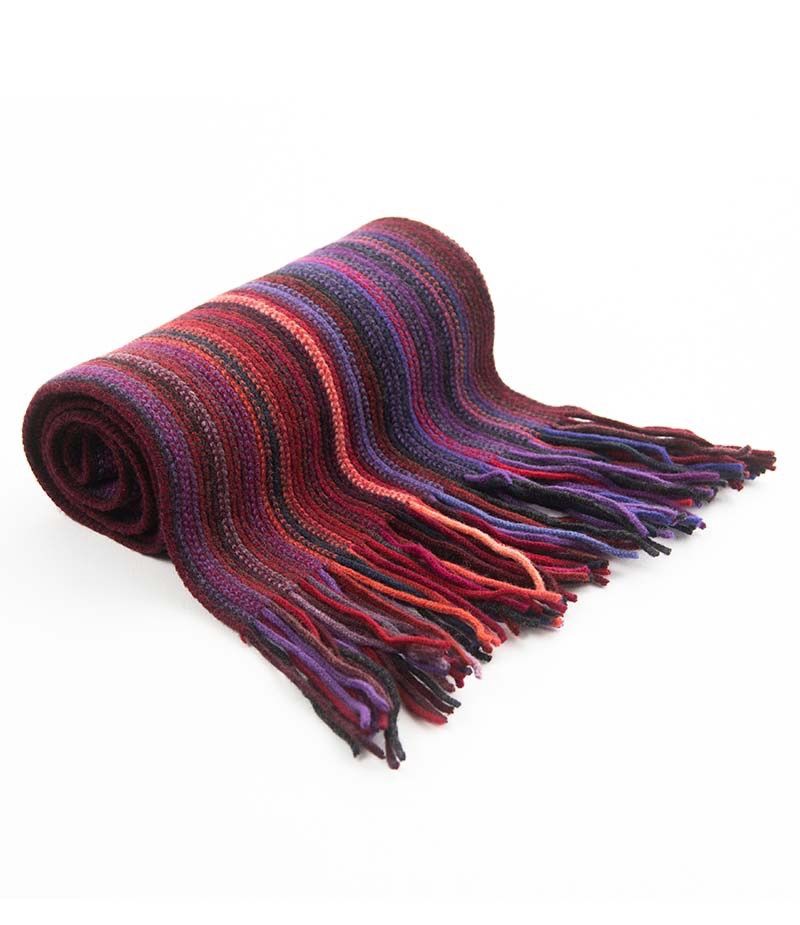 Lambswool Stripe Scarf - Deep Reds