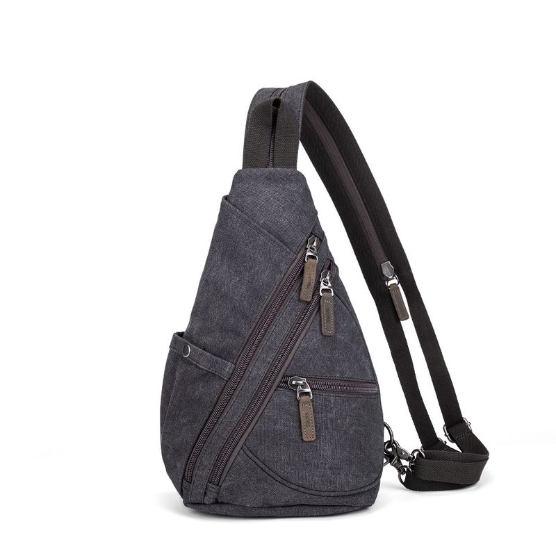 Multifunctional Canvas Sling Bag - Black