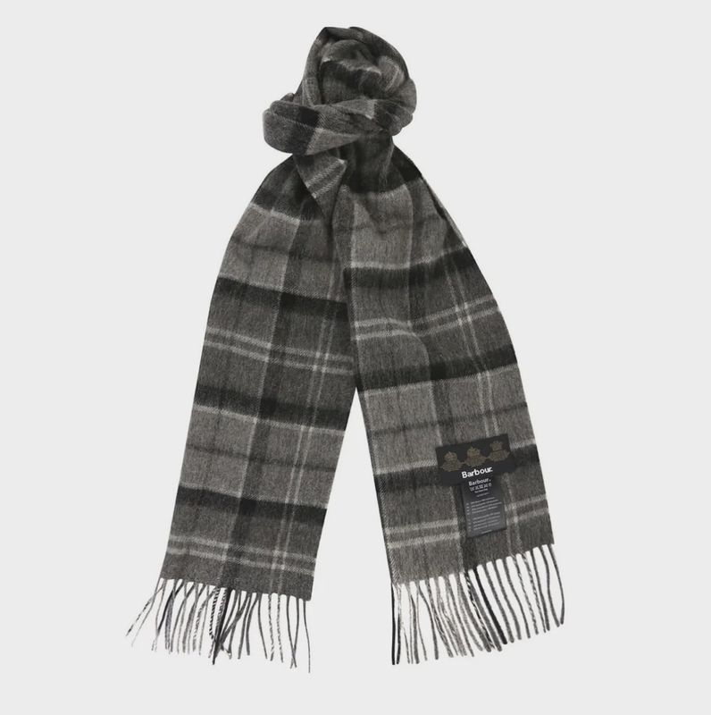 Barbour Wool &amp; Cashmere Tartan Scarf - Black/Grey