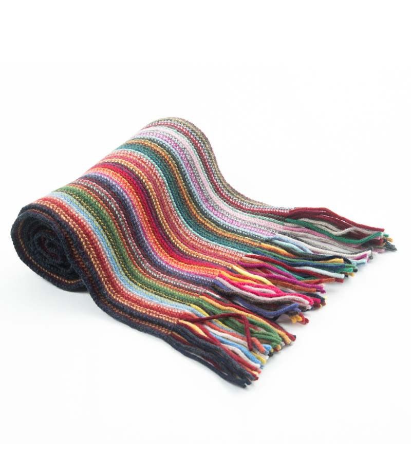 Lambswool Stripe Scarf - Multi Cerise
