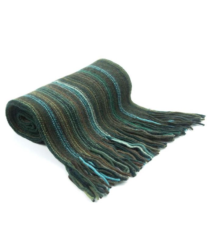 Lambswool Stripe Scarf - Dark Green