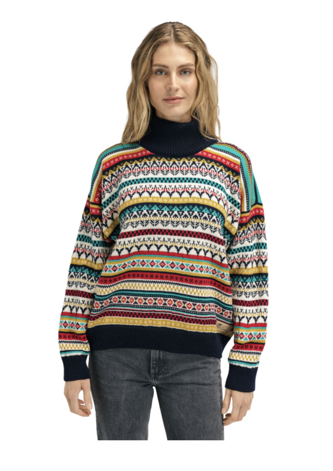 Utsira Feminine Sweater-Marine/Offwhite/Rasp