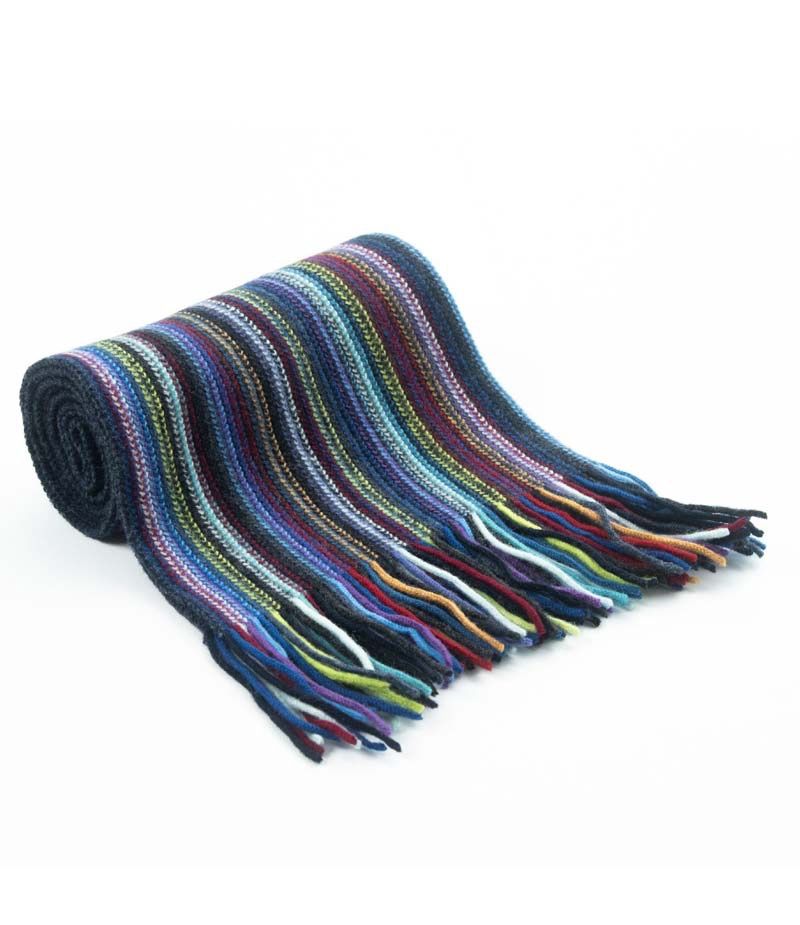 Lambswool Stripe Scarf - Multi Dark